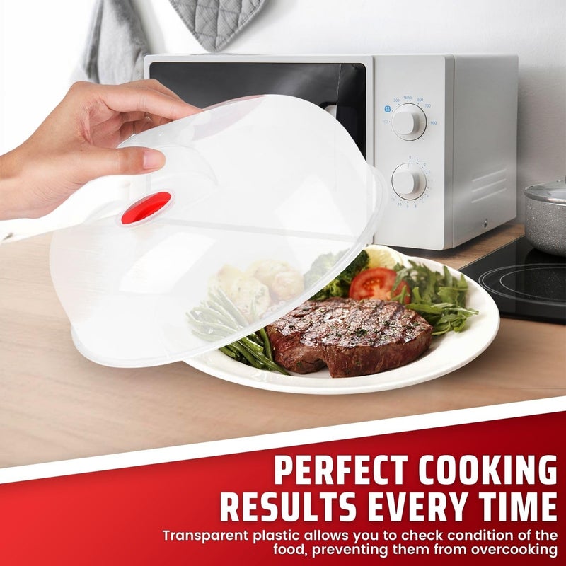 Flexzion 11.5 Inch Microwave Splatter Cover - BPA-Free Anti-Splatter Microwave Cover with Adjustable Steam Vent, Dishwasher Safe, Transparent Plastic Food Covers for Microwave Cooking - Image 3